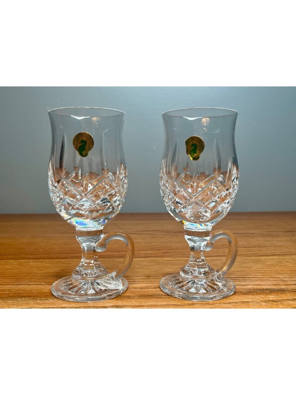 Set of 2 New With Tags Waterford Crystal Lismore Irish Coffee Footed Mug Glasses